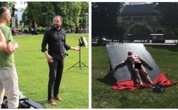 Nag čovjek u parku Petar Kočić/”Špekulacija življenja” umjetnički projekat Mladena Miljanovića