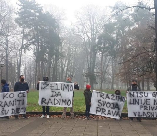 Protesti prevoznika u parku Mladen Stojanović