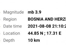 Epicentar 13 km od Banjaluke